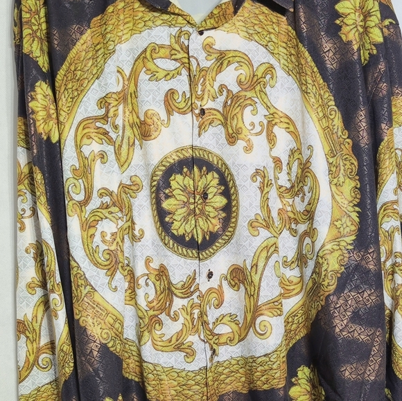 Italian Baroque Print Club Shirt Gold Designs Sz 8XL - Picture 5 of 5